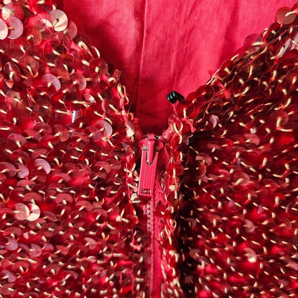 Vintage 40s 50s Red Sequin Burlesque USO Showgirl Chorus Bow Stage Costume XS - Picture 4 of 11